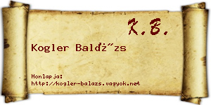 Kogler Balázs névjegykártya