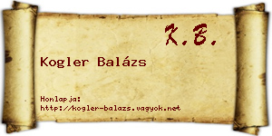 Kogler Balázs névjegykártya